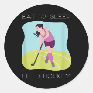 Sticker Rond Joueuse de hockey sur gazon en salle filles entraî