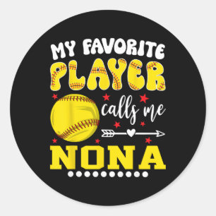 Sticker Rond Joueuse de softball Mon joueur préféré m'appelle N
