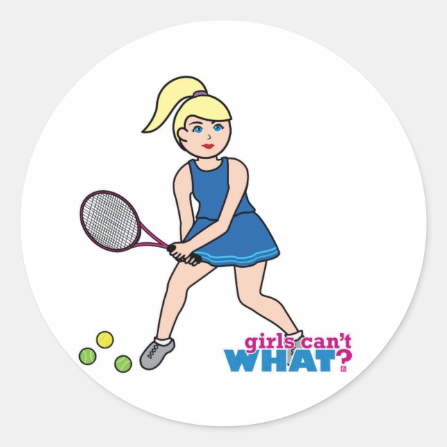 Sticker Rond Joueuse de tennis - Lumière/Blonde (Devant)