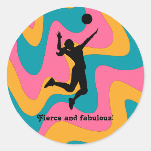 Sticker Rond Joueuse de volley-ball de plage