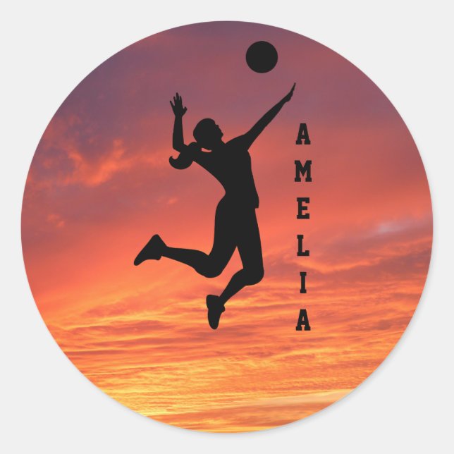 Sticker Rond Joueuse de volley-ball de plage (Devant)