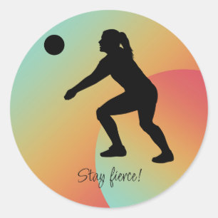 Sticker Rond Joueuse de volley-ball de plage