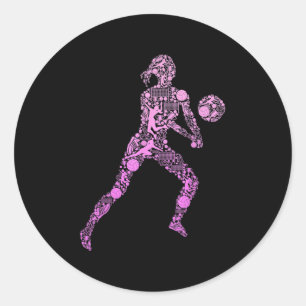 Sticker Rond Joueuse de volleyball féminin Joueuse de jeunesse 