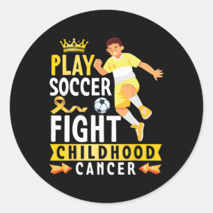 Sticker Rond Jouez au football, luttez contre le cancer infanti