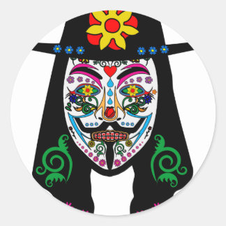 Sticker Rond Jour ANONYME de la mort 7 Anon Masque Crâne à sucr