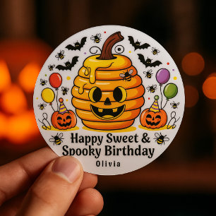 Sticker Rond Jour d'anniversaire doux et Éffrayant Favoriser