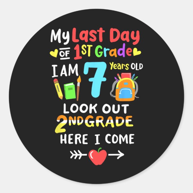 Sticker Rond Jour de 1ère année d'études 2e année ici Je viens (Devant)