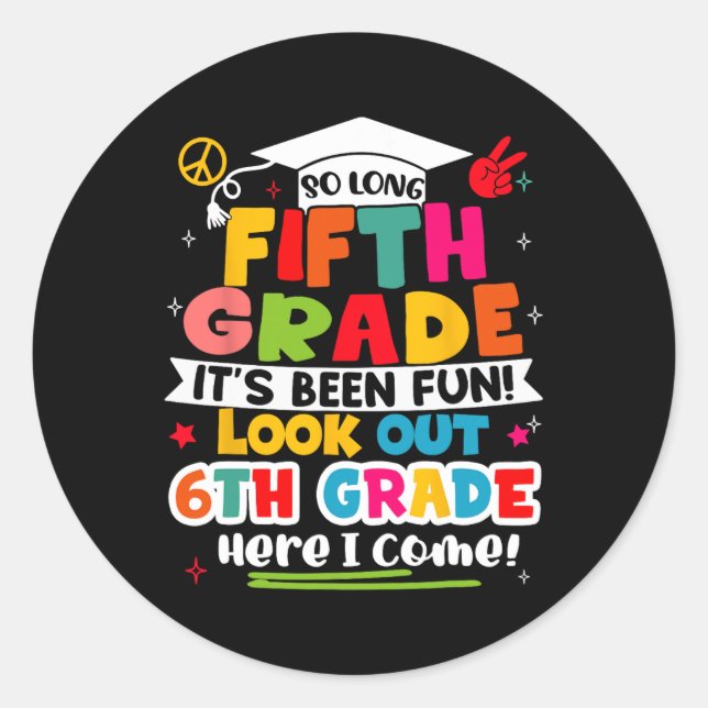 Sticker Rond Jour De 5E Année Diplômée Garçons Filles Ki (Devant)