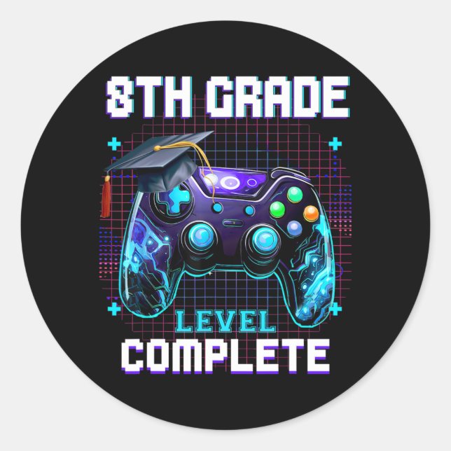 Sticker Rond Jour De 8e Année Niveau Terminé Graduation Lui Gar (Devant)