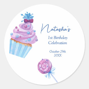 Sticker Rond Jour de bonbons bleu doux