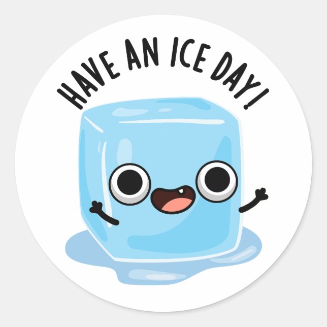 Sticker Rond Jour De Glace Drôle Ice Cube Pun (Devant)