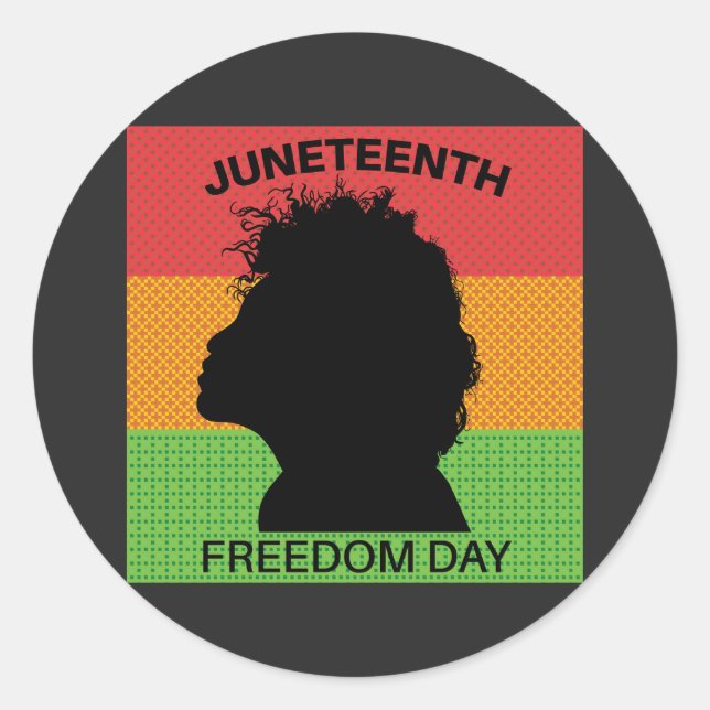 Sticker Rond Jour de la Liberté, Motif du drapeau (Devant)