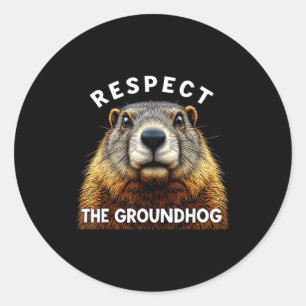 Sticker Rond Jour de la marmotte Respectez la marmotte _2