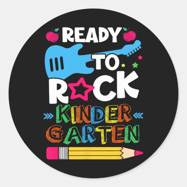 Sticker Rond Jour De La Maternelle Prêt À Rock Maternelle (Devant)