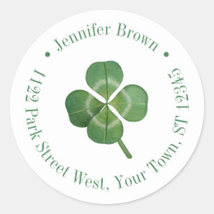 Sticker Rond Jour de la Saint-Patrick Mariage Fleur d'Eau Shamr