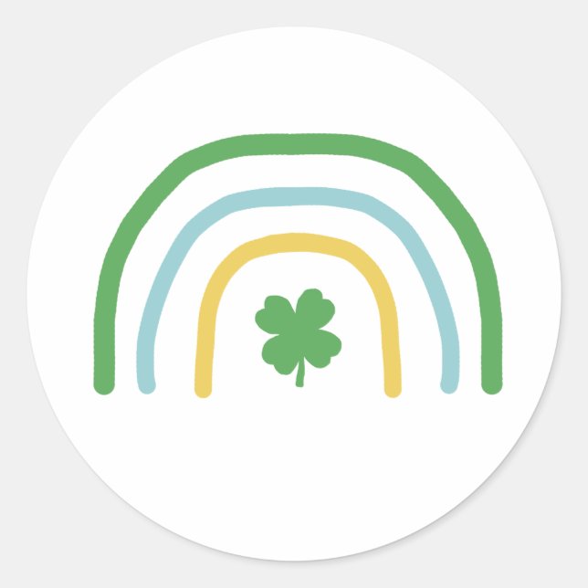 Sticker Rond Jour de la Saint Patrick Rainbow irlandais Shamroc (Devant)