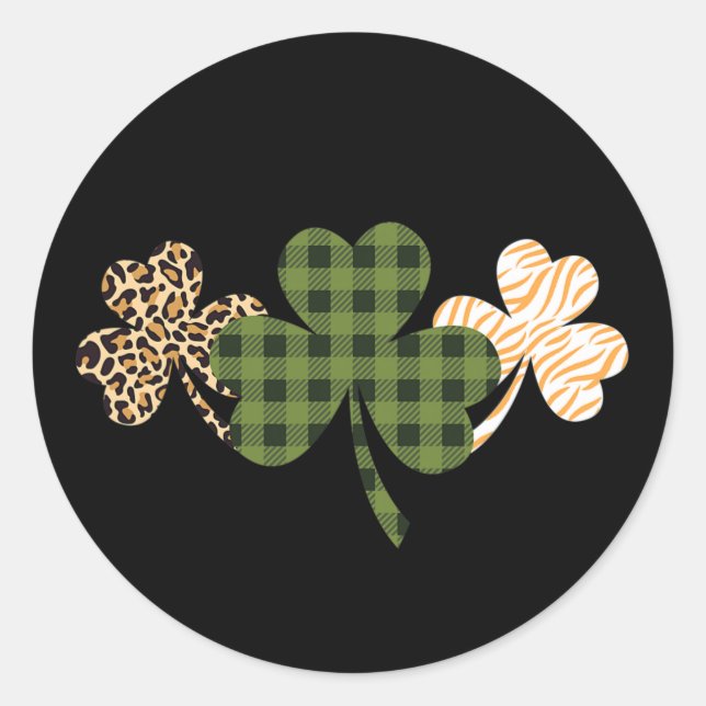 Sticker Rond Jour de la Saint Patrick Shamrock Vert irlandais S (Devant)