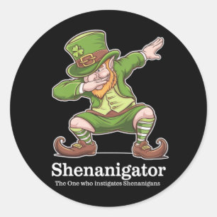 Sticker Rond Jour de la Saint Patrick Shenanigator Dabbing Lepr