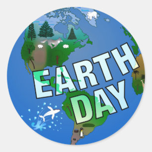Sticker Rond Jour de la terre de nuit