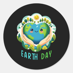 Sticker Rond Jour de la Terre Mignon Jour de la Terre