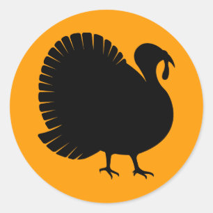 Sticker Rond Jour de l'Action de grâce Turquie Silhouette