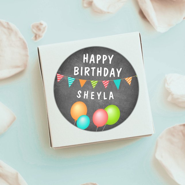 Sticker Rond Jour de l'anniversaire de l'enfant du tableau de b (Créateur téléchargé)