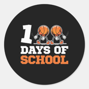 Sticker Rond Jour De L'École Basketball Enfants 100 Jours De L'
