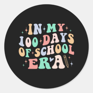 Sticker Rond Jour De L'École Enseignant Enfant Dans Mes 100 Jou
