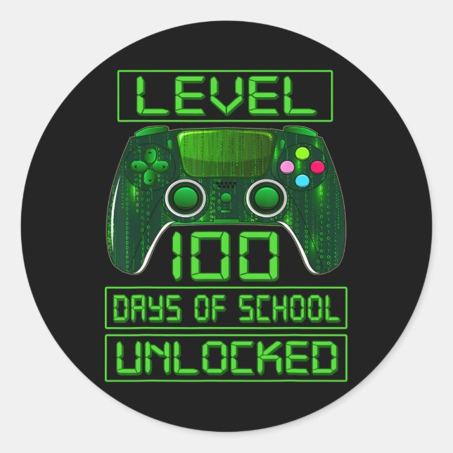 Sticker Rond Jour De L'École Garçons Niveau 100 Jours De Déverr (Devant)