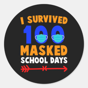 Sticker Rond Jour De L'École J'Ai Survécu À 100 Jours D'École M