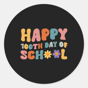 Sticker Rond Jour De L'École Professeur Retro Super Joyeux 100