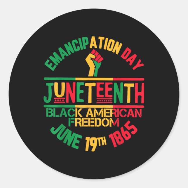 Sticker Rond Jour de l'Émancipation Jeu 19e Liberté Noire-Améri (Devant)