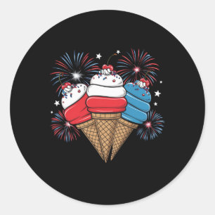 Sticker Rond Jour de l'Indépendance 4 Juillet Glace Femmes Homm