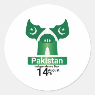 Sticker Rond Jour de l'indépendance du Pakistan Drapeau du Paki