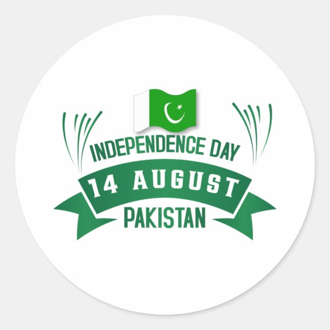 Sticker Rond Jour de l'Indépendance Pakistan 14 août Drapeau pa (Devant)