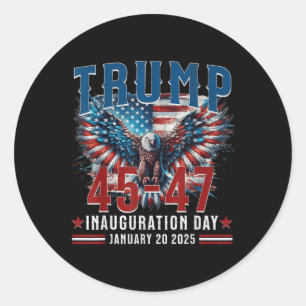 Sticker Rond Jour de l'investiture de Trump, Uni-adultes, Noir,