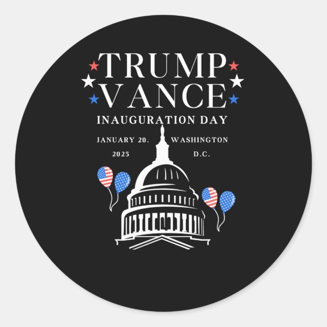 Sticker Rond Jour de l'investiture de Trump Vance (Devant)
