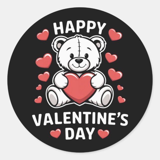 Sticker Rond Jour de l'ours Heureuse Sainte-Valentin (Devant)