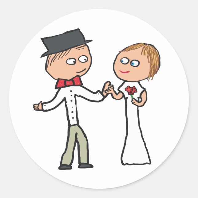 Sticker Rond Jour de mariage de mariée et de chambre (Devant)