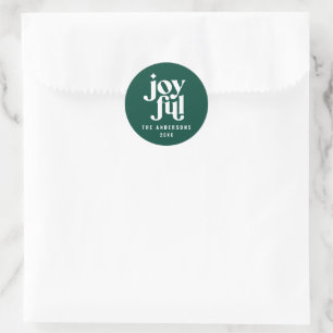 Sticker Rond Jour de Noël de la typographie verte graphique mod