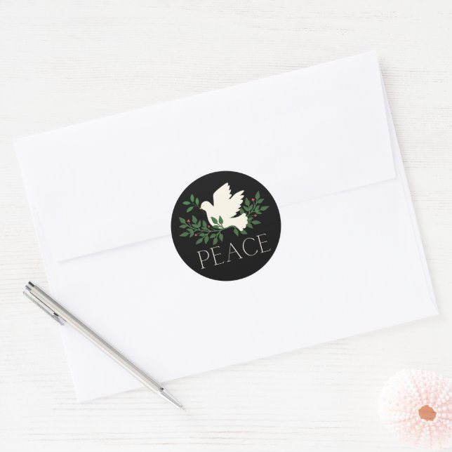 Sticker Rond Jour de Noël de Peace Dove (Enveloppe)