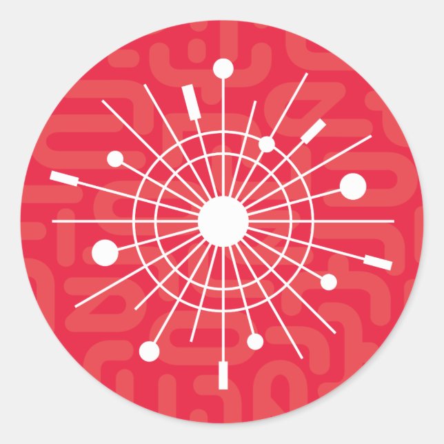 Sticker Rond Jour de Noël Sputnik atomique RED du milieu du siè (Devant)