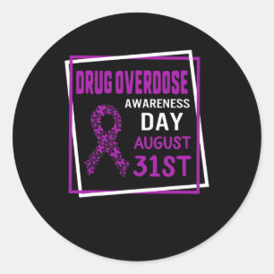 Sticker Rond Jour de sensibilisation à la surdose de drogue 31