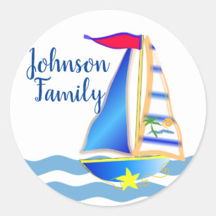 Sticker Rond Jour de voile ensoleillé Personnalisé
