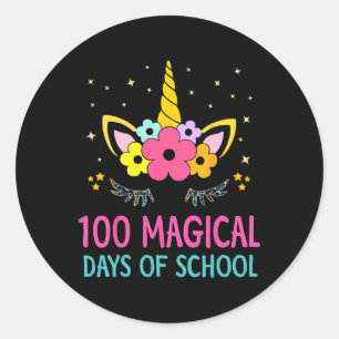 Sticker Rond Jour D'Enfance Pour Les Filles 100 Jours Magiques
