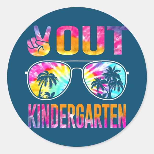 Sticker Rond Jour dernier de l'école Paix dehors maternelle Ens (Devant)