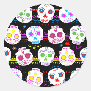 Sticker Rond Jour des crânes de sucre morts