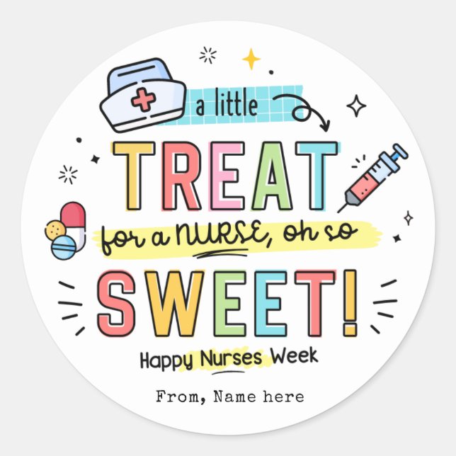 Sticker Rond Jour des infirmières Cadeaux Semaine d'appréciatio (Devant)