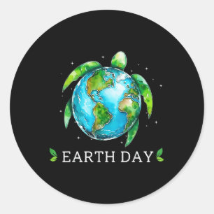 Sticker Rond Jour des terres 2025 Restaurer Earth Sea Turtle Ar