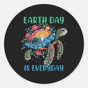 Sticker Rond Jour des terres 2025 Restaurer Earth Sea Turtle Ar
